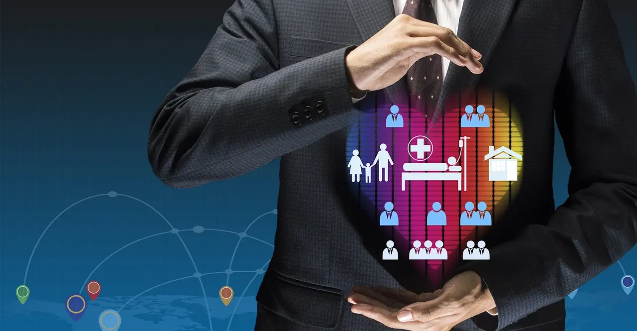 Concept illustration of healthcare network, patient care, and medical service connections